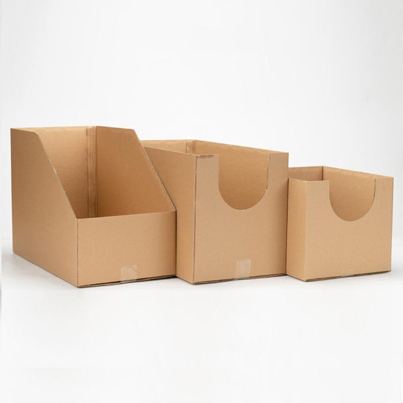 Open Top Corrugated Cardboard Storage Boxes Glossy/Matt UV Laminated Custom Wholesale Bin Shelves for Mailing with Embossing