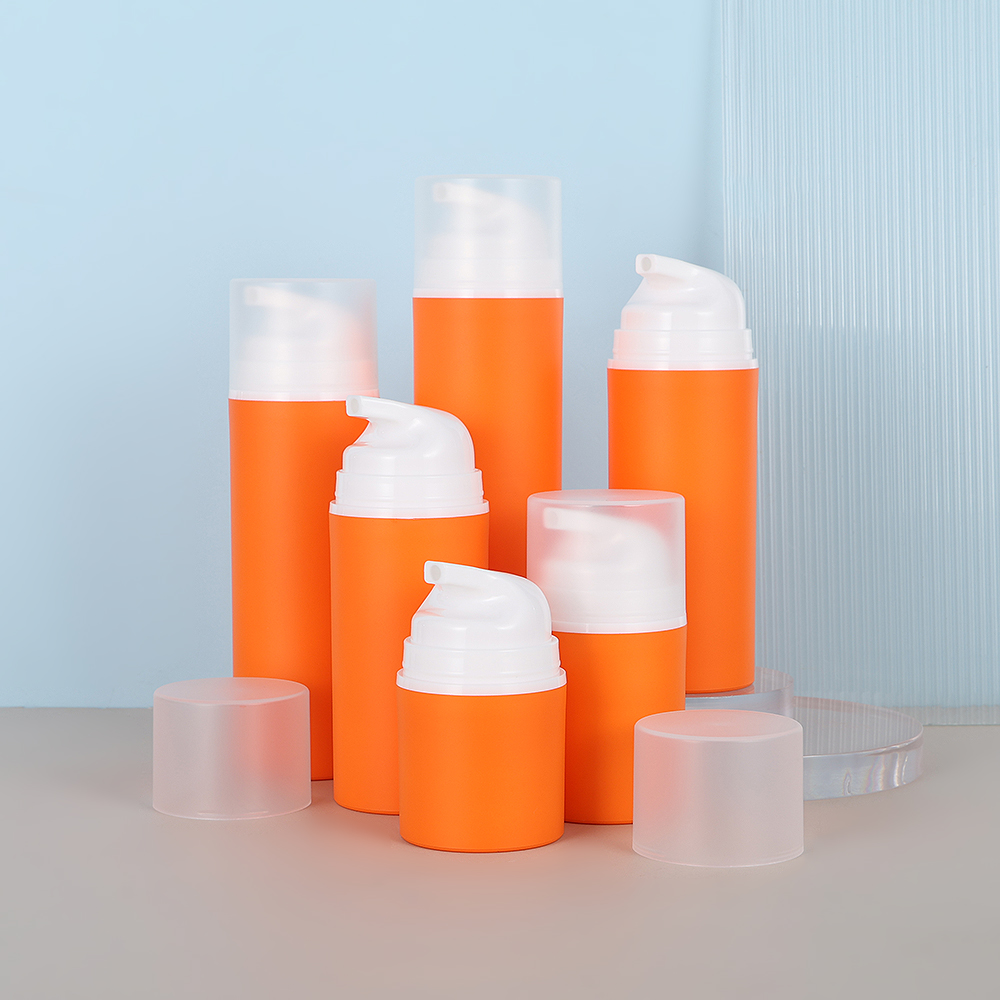 Orange Color Cosmetic Airless Bottle 30ml 50ml 100ml 120ml 150ml 200ml Dispenser Airless Pump Bottle For Skincare Package
