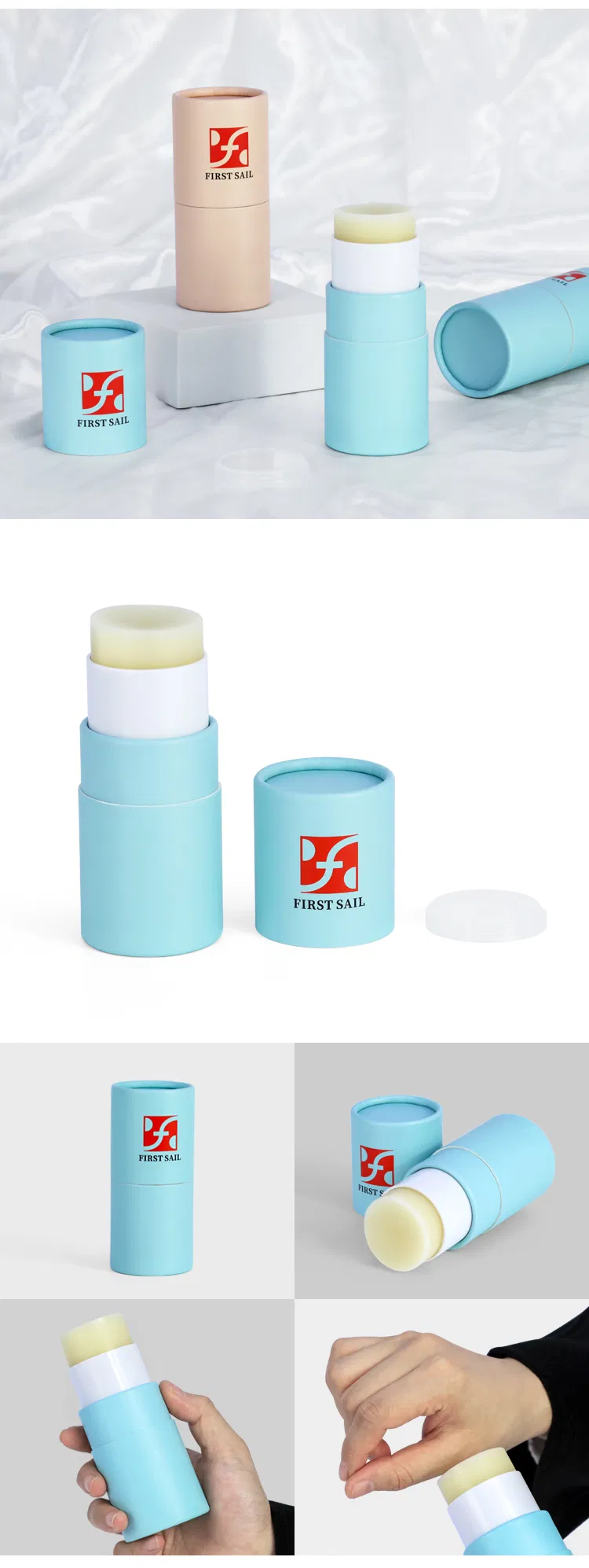 Fragrance Deodorant Organic Natural Solid Perfume Container Twist up Paper Tube Box Private Label Push Lip Balm Stick Packaging
