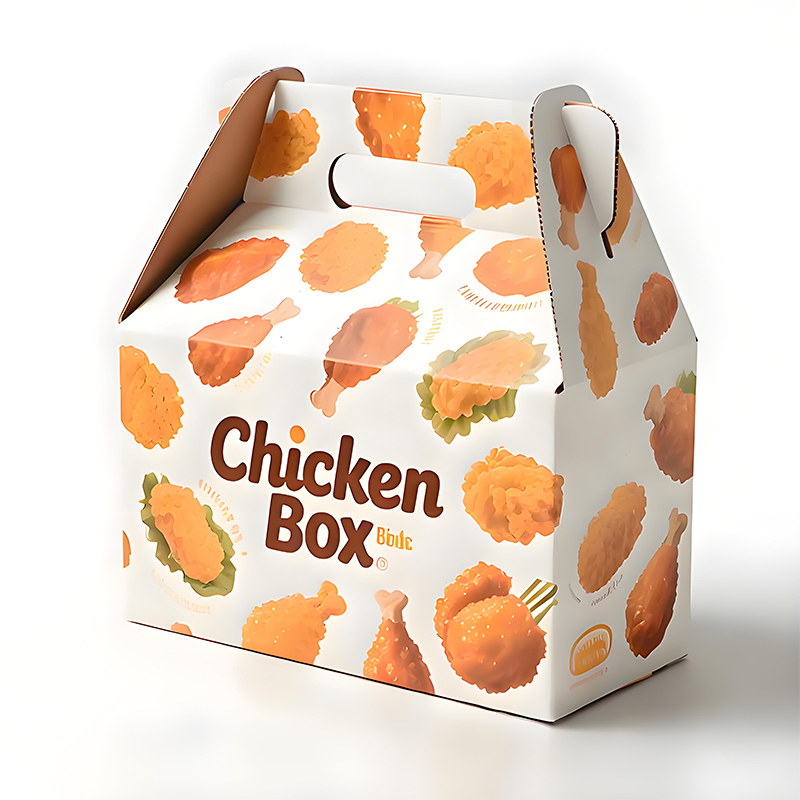 Custom Printing Food Grade Handle House Shaped Chicken Wings Corrugated Carton Box Fried Chicken Paper Boxes for Packaging