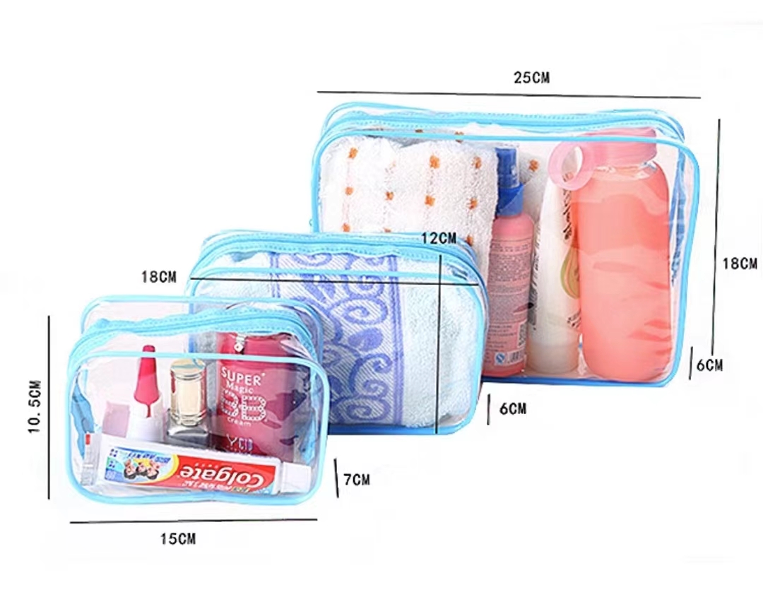 Custom Size logo Soft Plastic Makeup Zipper Bag Shoe Storage Waterproof Packaging Travel Bag PVC Zipper Bag
