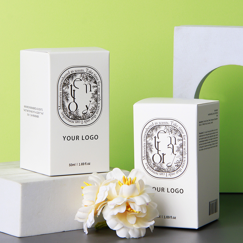 Custom Logo Luxury White Embossing Paper Boxes Perfume Packaging Box with Gold Foil Stamping Matt Lamination Fragrance Gift Case