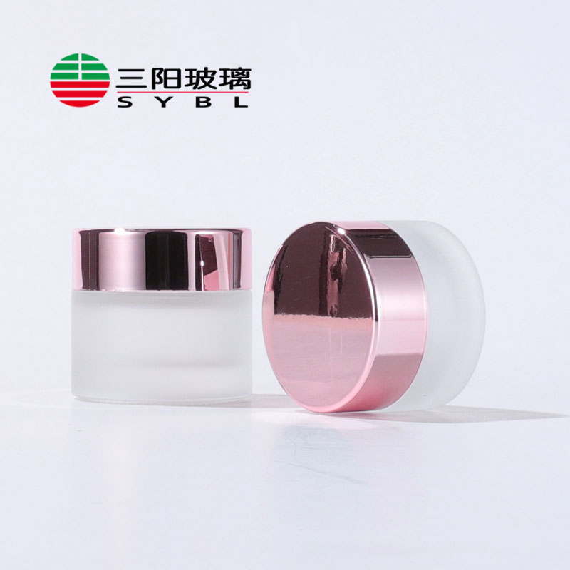 10g 15g 30g 50g 100g Frosted Glass Cosmetic Jar Cream Bottle Container with Rose Gold pink Lids for Face Cream Lotion Balm