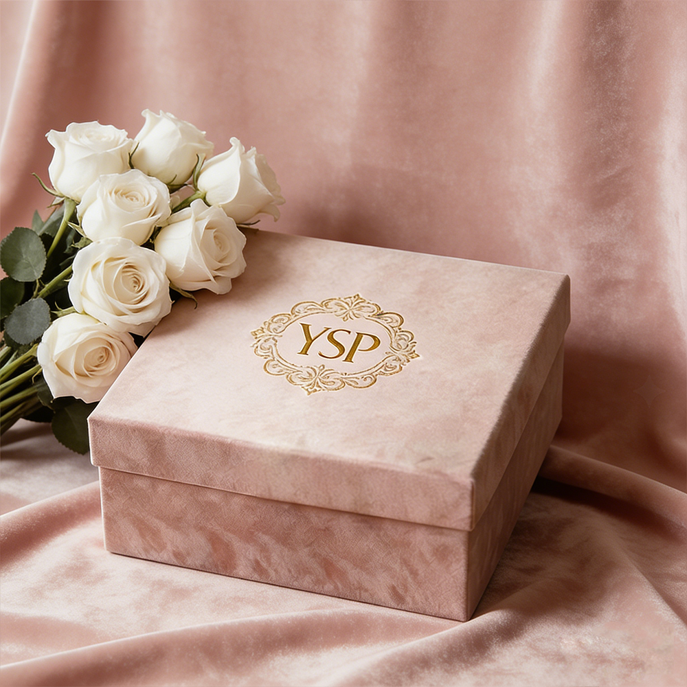 Wholesale High End Custom Logo Velvet Rigid Cardboard Gift Box Suede Cosmetic Skincare Packaging Display Box