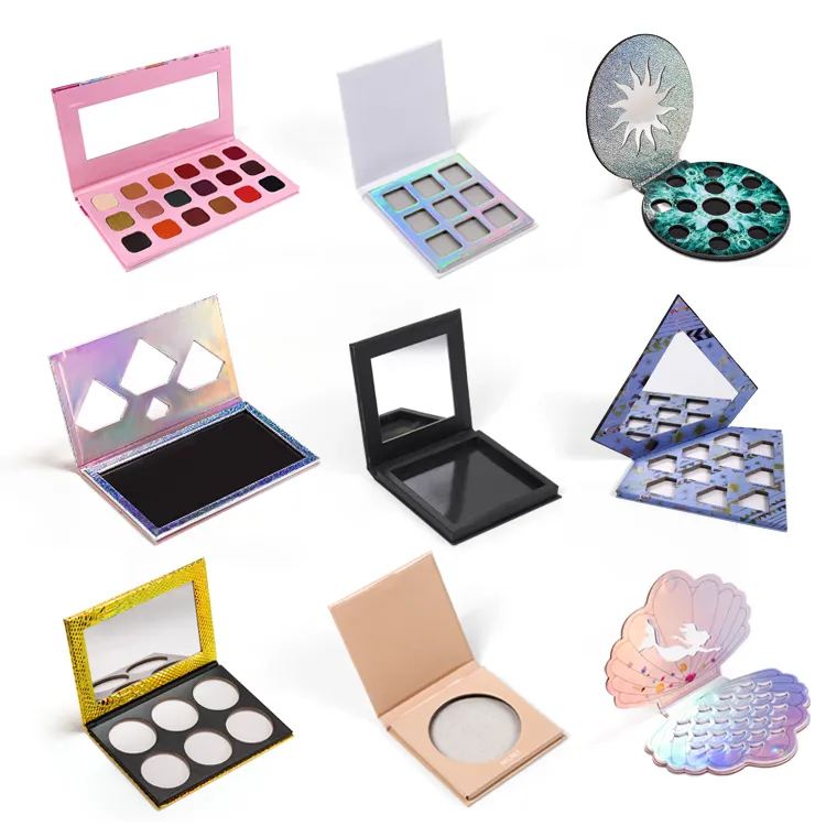 Custom Printed Private Label Empty Eyeshadow Palette Magnetic Cosmetic Makeup Eye Shadow Paper Packaging Eco Friendly