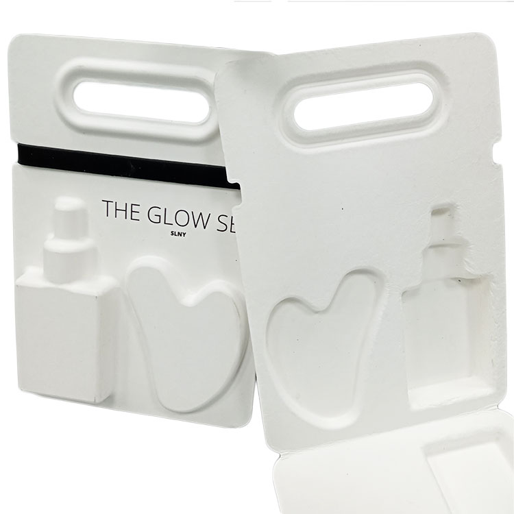 White Molded Fiber Trays For Skincare Products Perfume Custom Gift Box Inside Packaging Cosmetic Tray Pulp Insert
