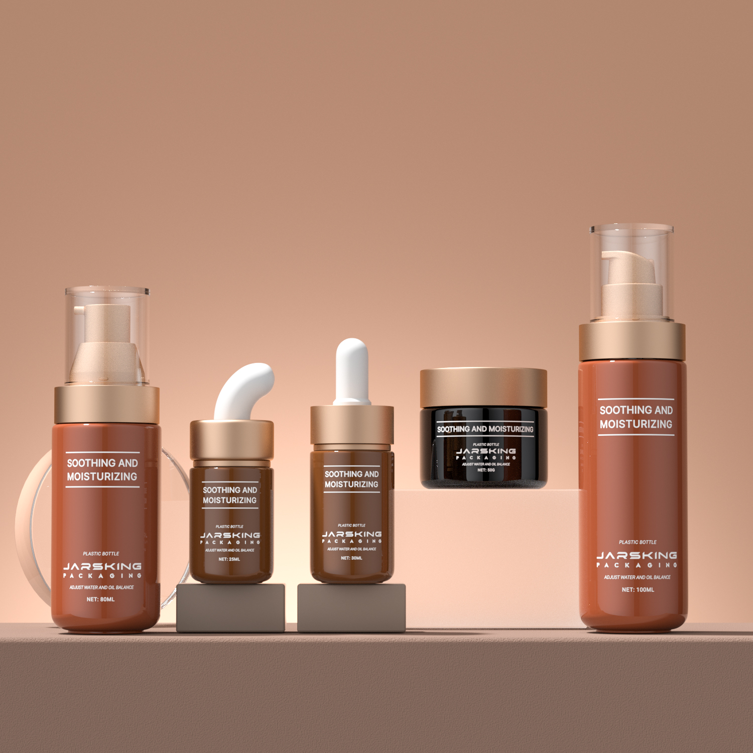 New Aesthetic Skincare Packaging Set 30ml 80ml 100ml 50g Round Empty Innovative PET Plastic Cosmetic Cream Lotion Pump Bottle