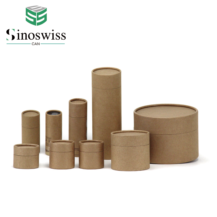 Custom Eco Friendly Carton Cylinder Kraft Paper Round Boxes Empty Biodegradable Craft Cardboard Boxes Packaging Tubes