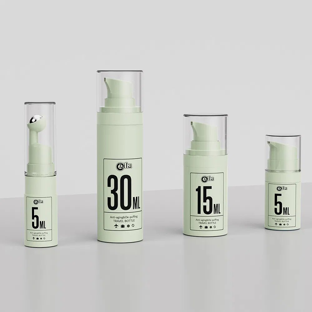 30ml Manufacture Plastic Blue Serum Biodegradable Lotion Custom Cosmetic Packaging Airless Pump Bottle with Pump and Cap