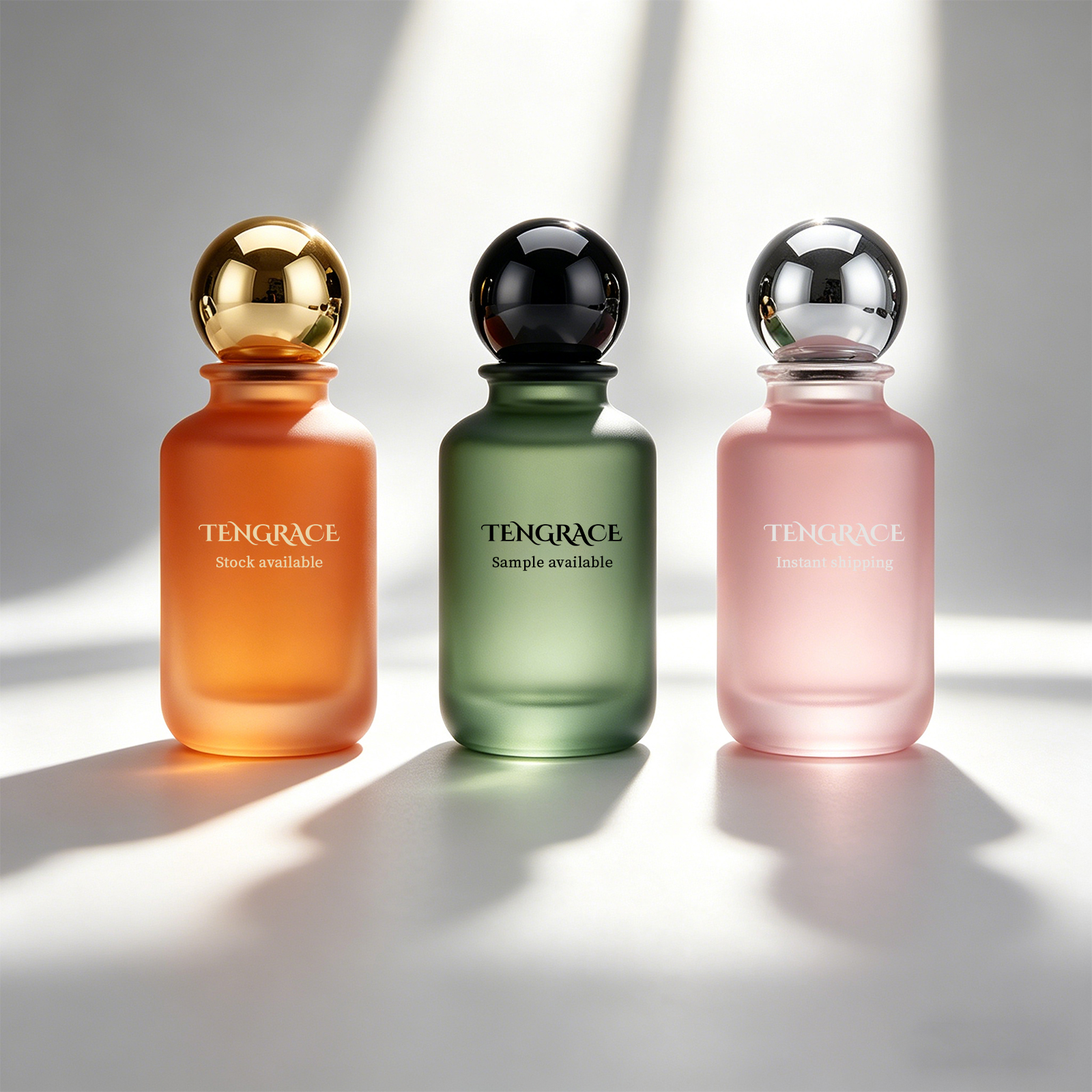 Luxury Empty Colorful Round Perfume Bottle 30ml 50ml 100ml Glass Crimp Bottle Hot Stamping Logo Customize Box With Magnetic Caps