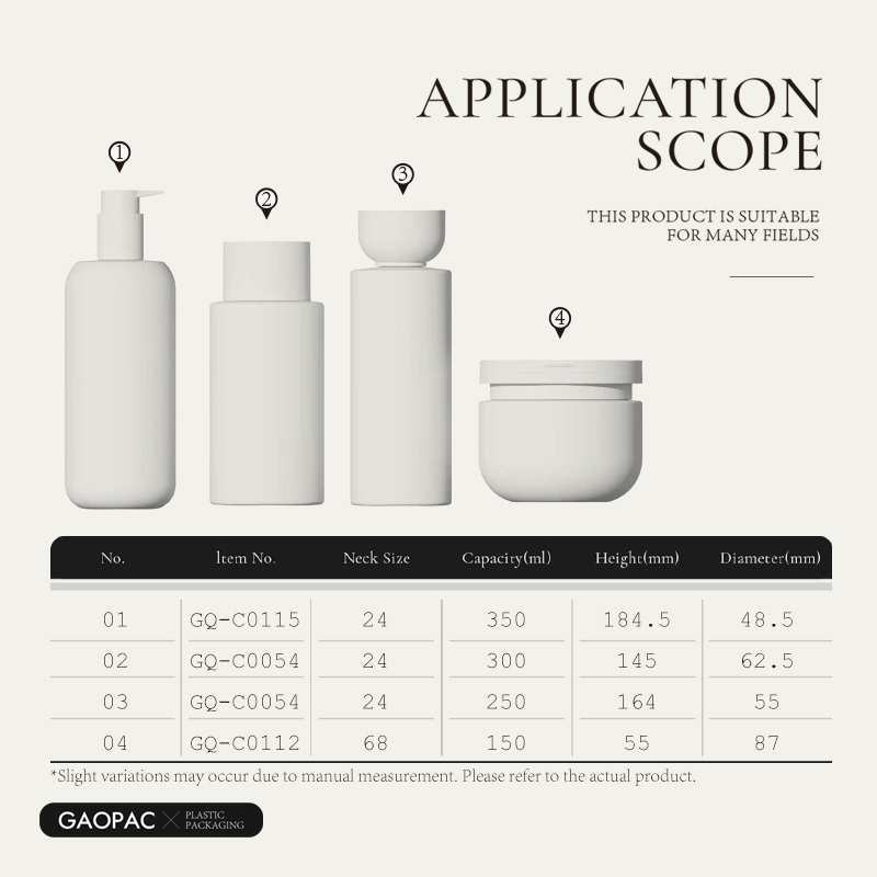 Custom 150/250/300/350ml HDPE Body Lotion Hand Cream Bottle Shampoo And Conditioner Body Wash Bottle Skincare Bottle Set