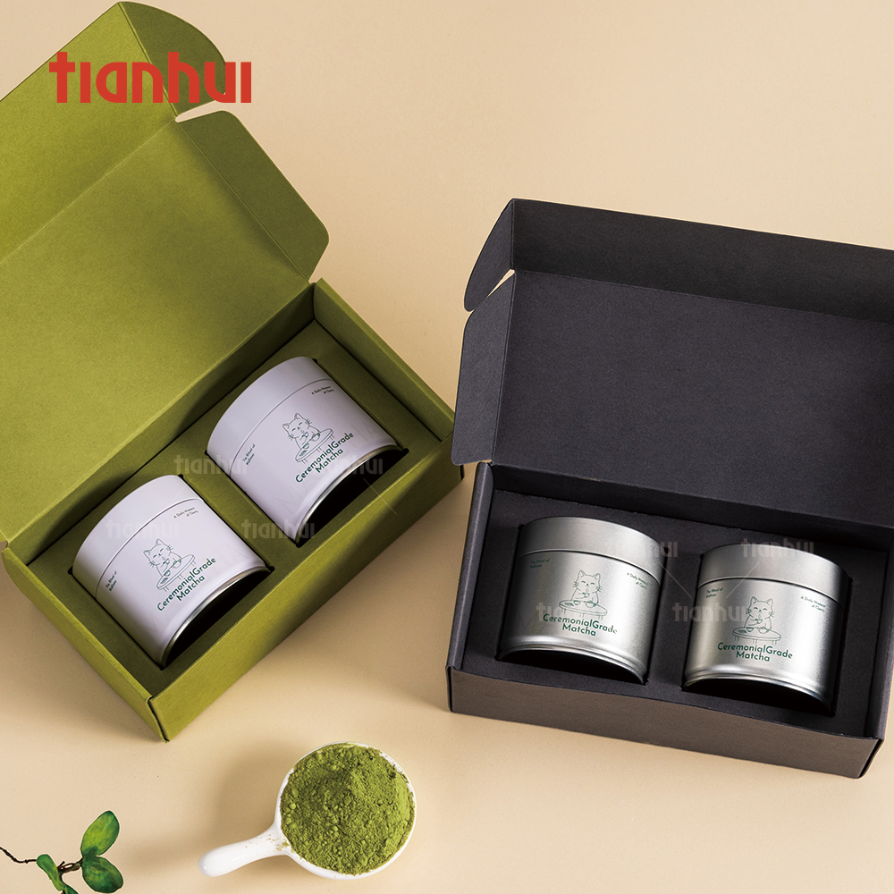 Tianhui Mini 30g Matcha Cans Round Airtight Small Metal Tins for Original Matcha Tins Tea Storage