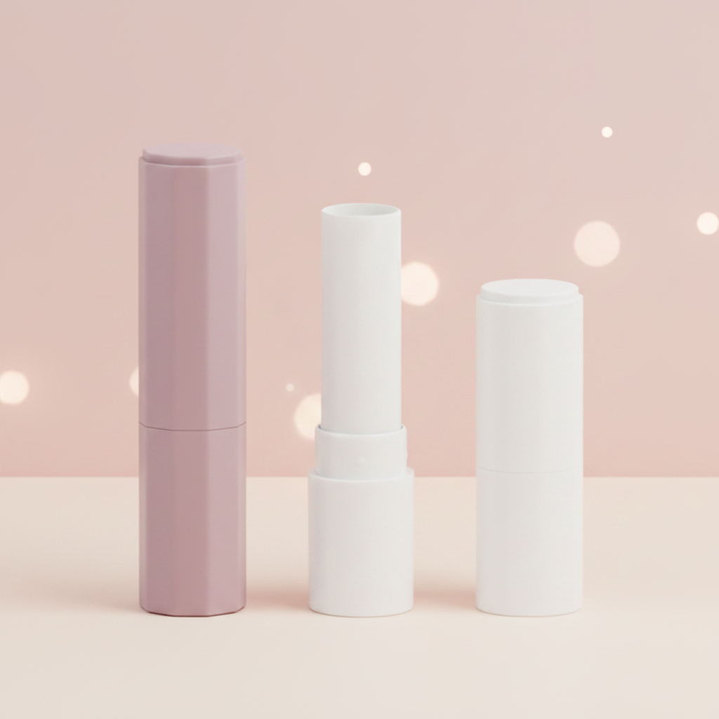 Portable Travel Size Refillable Lip Balm Containers Pink &amp; White Matte Empty Tubes 4.5g Personal Care Cosmetic Packaging