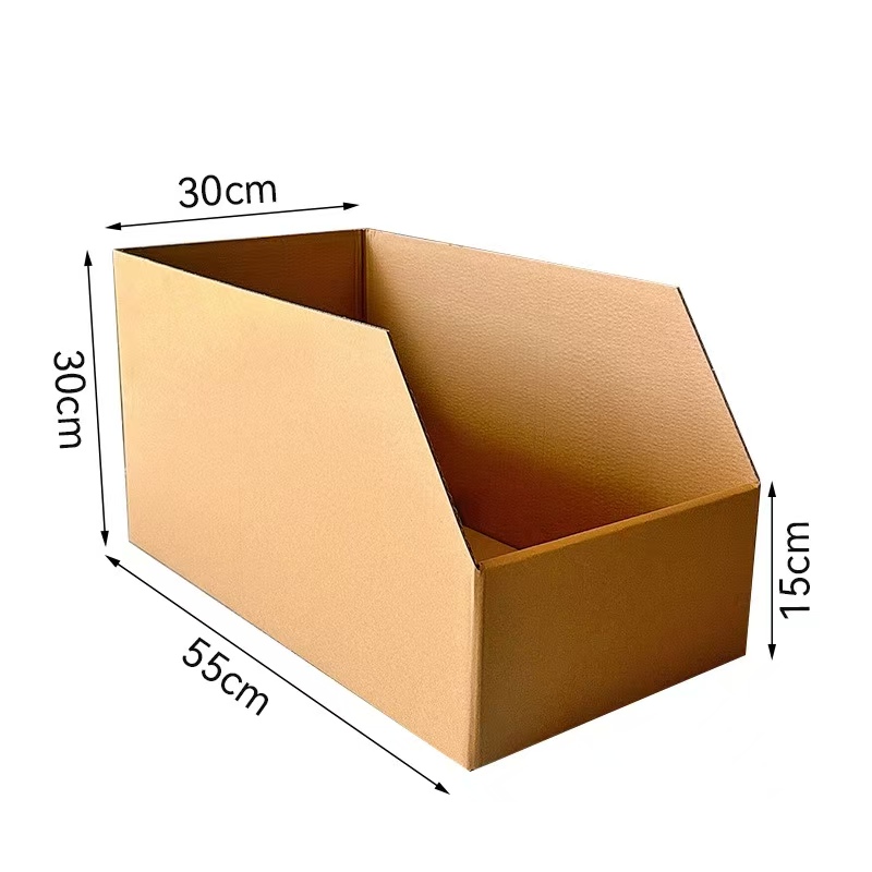 Custom Open-Top Cardboard Corrugated Display Boxes for Stacking Books Parts Bin Bins Floor Display Made of Durable Paper