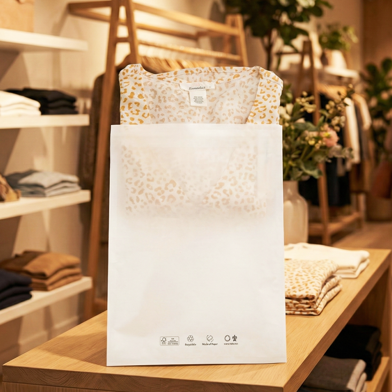 Custom Vela Glassine Paper Bags Recycled Self-Adhesive Sealed Frosted Wax Matte Finish for Clothing Packaging and Shopping