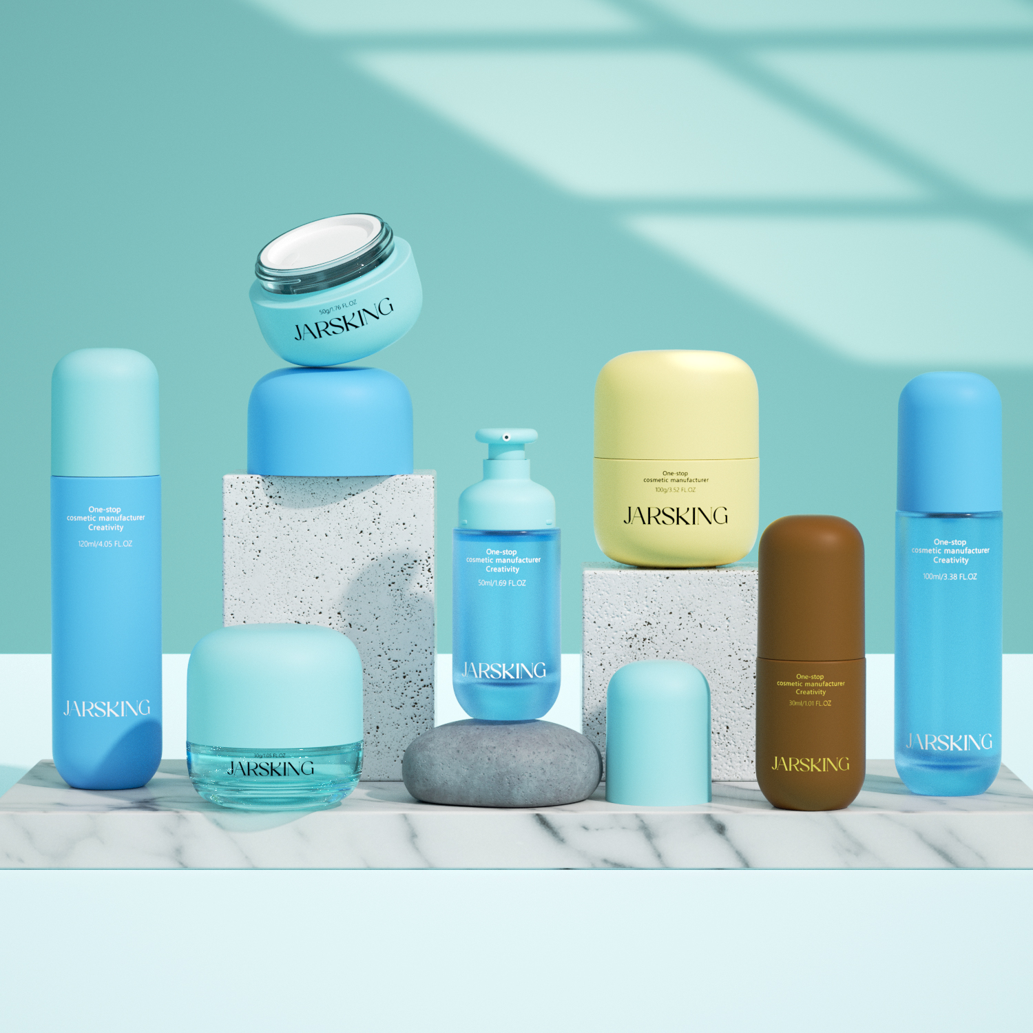 Luxury Custom Logo Skincare Packaging Set Matte Glass Serum Bottle Foundation Pump Cosmetic Face Cream Jar Container with Box