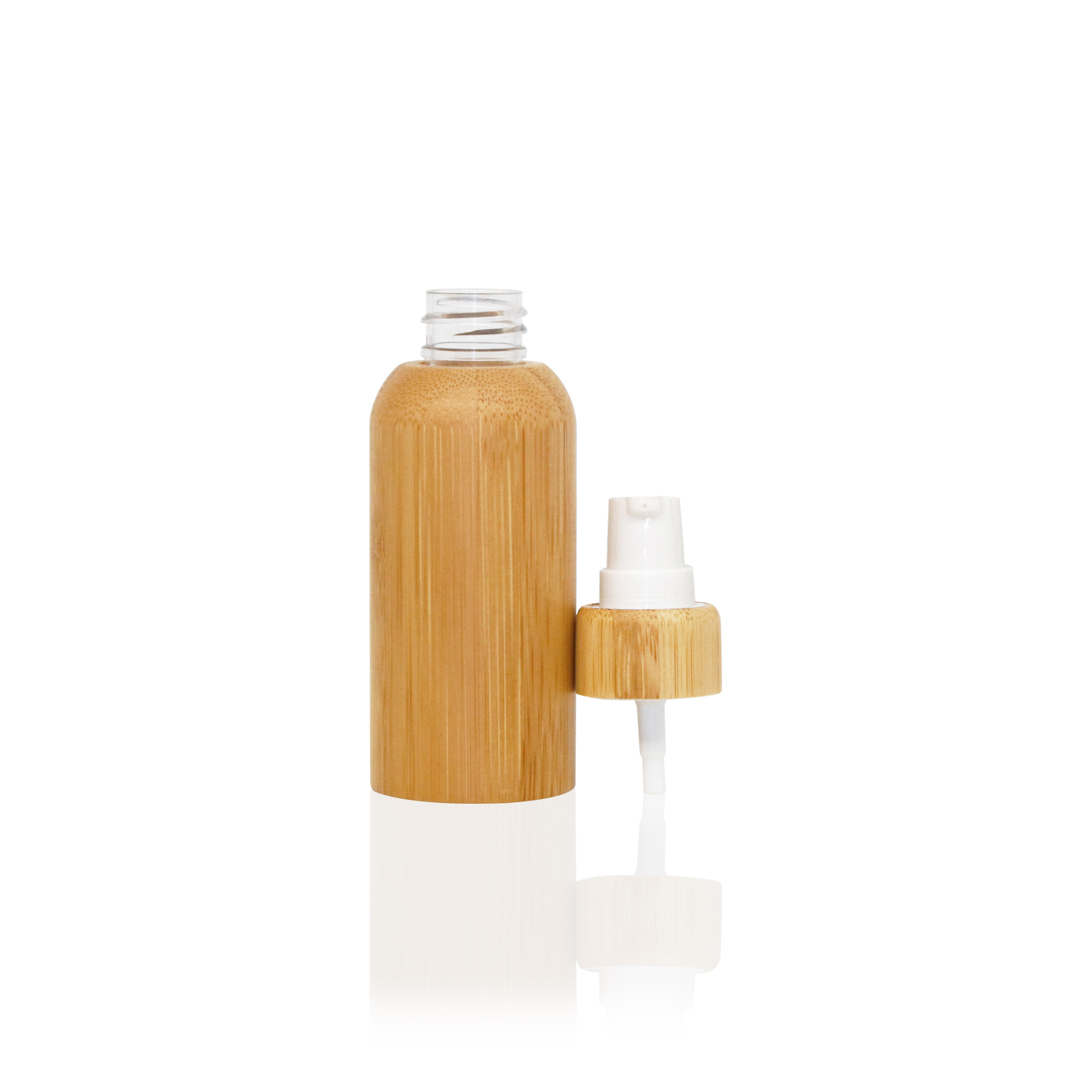 2025 Custom Bamboo Plastic Spray Bottle for Toner MistSkincare Refillable Eco Cosmetic Packaging with Natural Wood Design