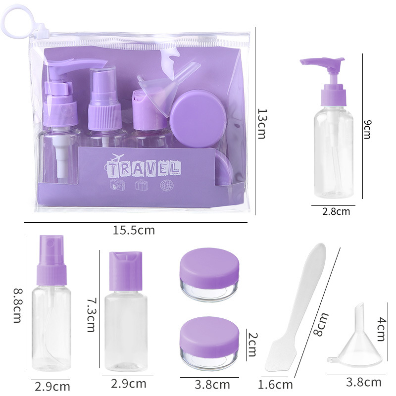 Portable Travel Cosmetic Containers Set Press Type Skincare Cream Lotion Toner Sample Empty Bottles Spray Bottle Beauty Tool PET