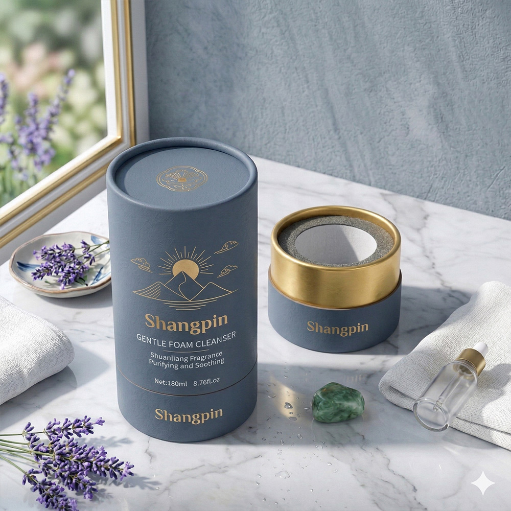 Custom Logo Cylinder Perfume Cosmetic Jar Gift Paper Tube Hot Stamping Skincare Facial Cleanser Skincare Packaging Tube