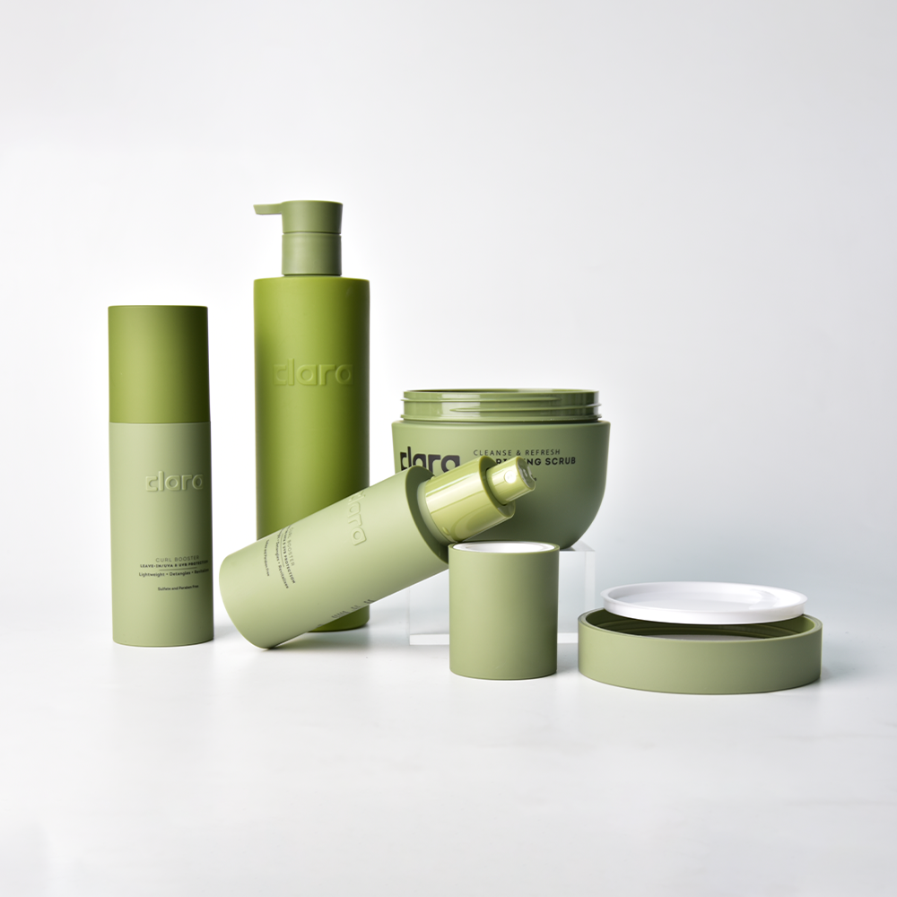 Army Green Plastic Pump Bottle Set for Skin Care Serum 100ml 120ml 200ml Cosmetics Lotion and Shampoo Packaging