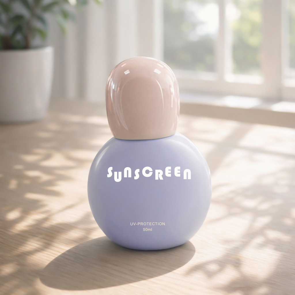 PE Flat Oval Bottle 50ml Ball-Shaped Screw Cap Empty Container Serum Sunscreen Concealer Custom Silk Screen OEM