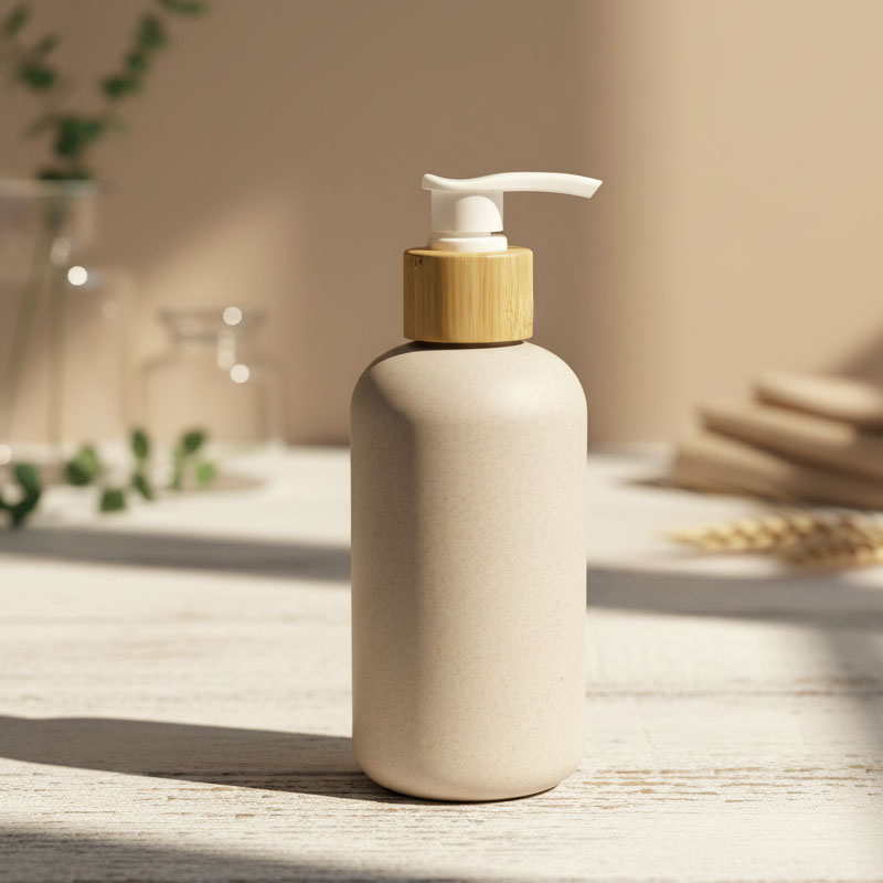 Bamboo Wheat Straw Bottle Biodegradable Compostable Cosmetic Conditioner Packaging Custom Design by OEM Manufacturer