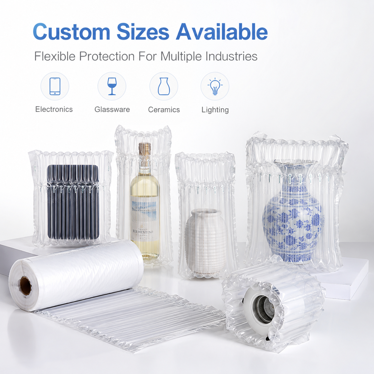 High Quality Recyclable Waterproof Inflatable Air Column Roll Shockproof Protective Packaging for Express Shipping