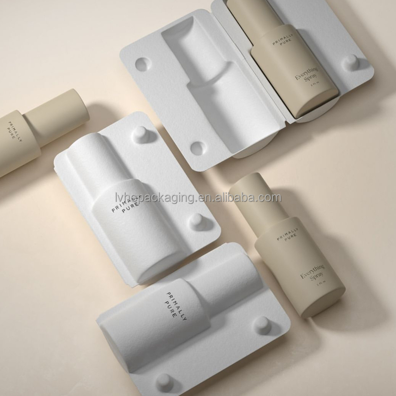 Custom Logo Eco-Friendly Biodegradable Clamshell Box Cosmetic Cream Packaging Skin Care Paper Box Made From Bagasse Pulp