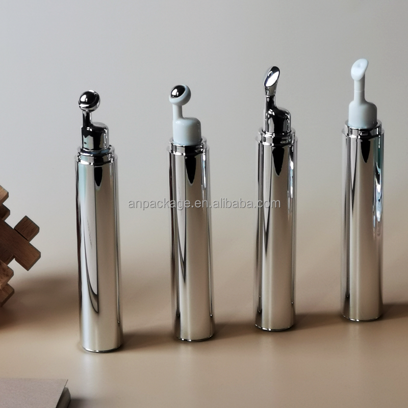 15ml Korean Double Wall Serum Essential Oil Lotion Cream Airless Bottle Silver Airless Syringe Cosmetic Eye Cream Packaging Pen