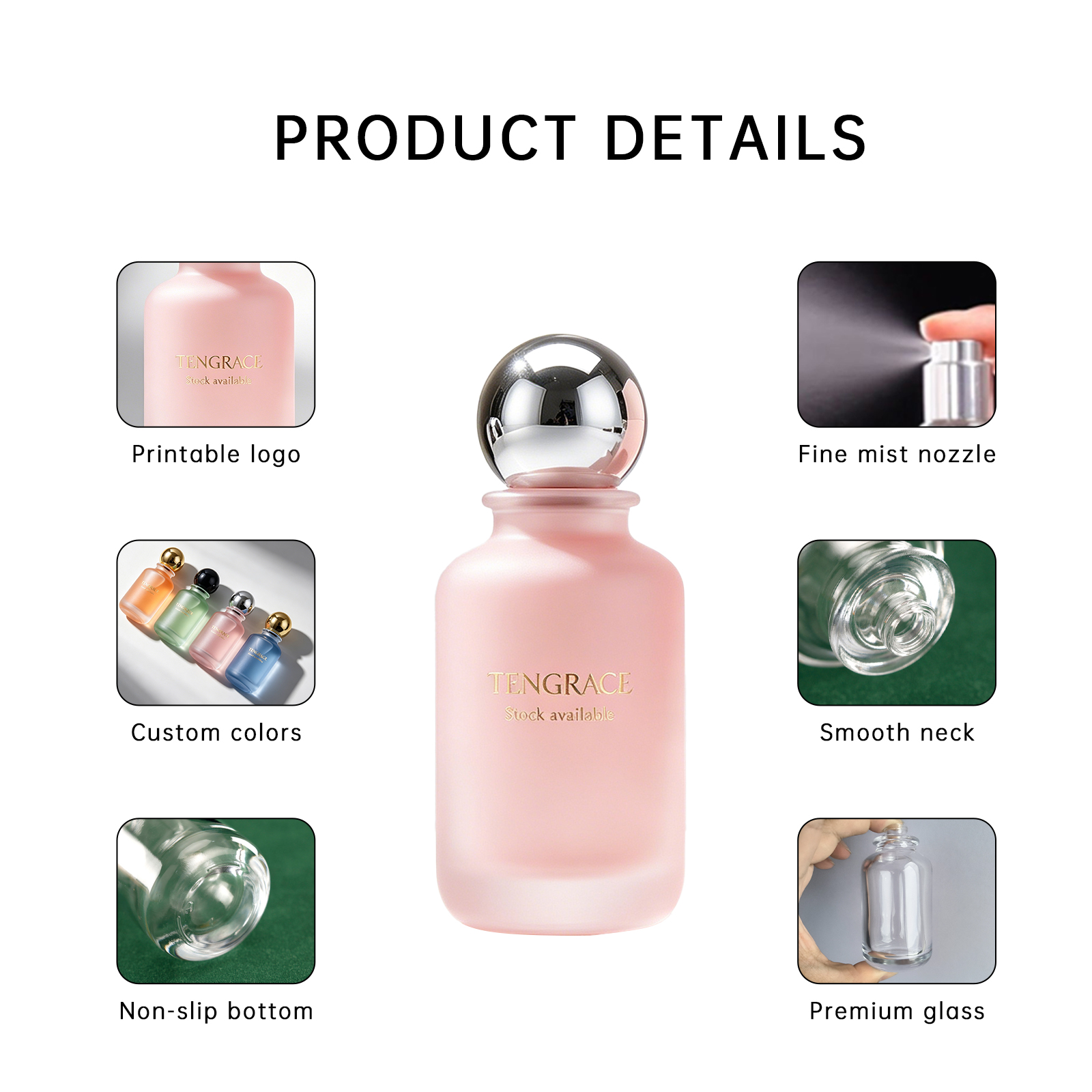 Luxury Empty Colorful Round Perfume Bottle 30ml 50ml 100ml Glass Crimp Bottle Hot Stamping Logo Customize Box With Magnetic Caps