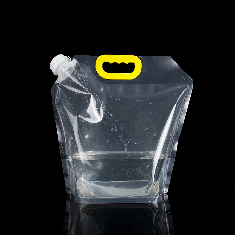 Transparent Foldable Pure Water Bag Spout Pouch 1L 2L 5L 10L Clear Portable Travel Handle Water Bag With Big Size Cap