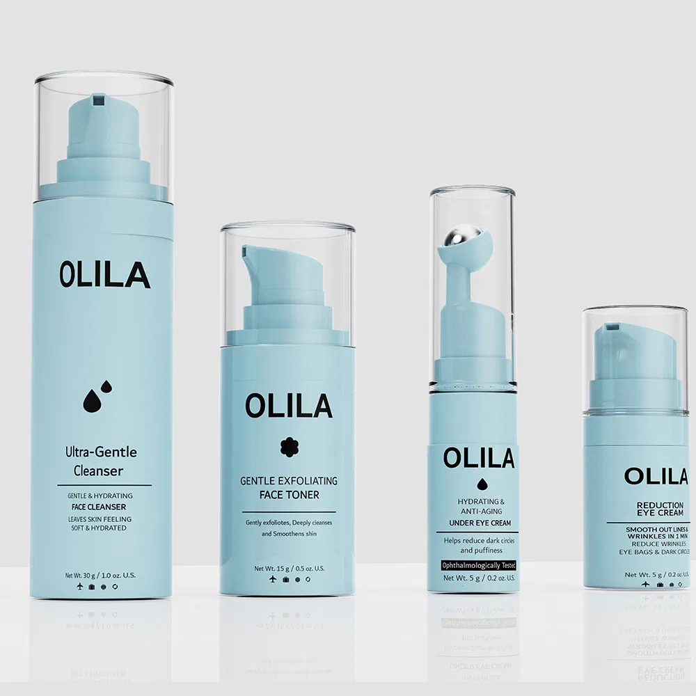 30ml Manufacture Plastic Blue Serum Biodegradable Lotion Custom Cosmetic Packaging Airless Pump Bottle with Pump and Cap