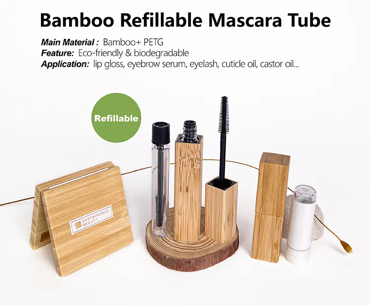 Square Series Bamboo Original Private Label Empty Cosmetic Packaging Mascara Packaging
