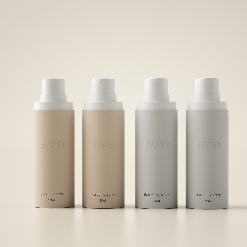 Embossed Debossed Logo HDPE Cylinder Skincare Packaging Set Lotion Bottle Pump 30ml 50ml 80ml Plastic Spray Bottles