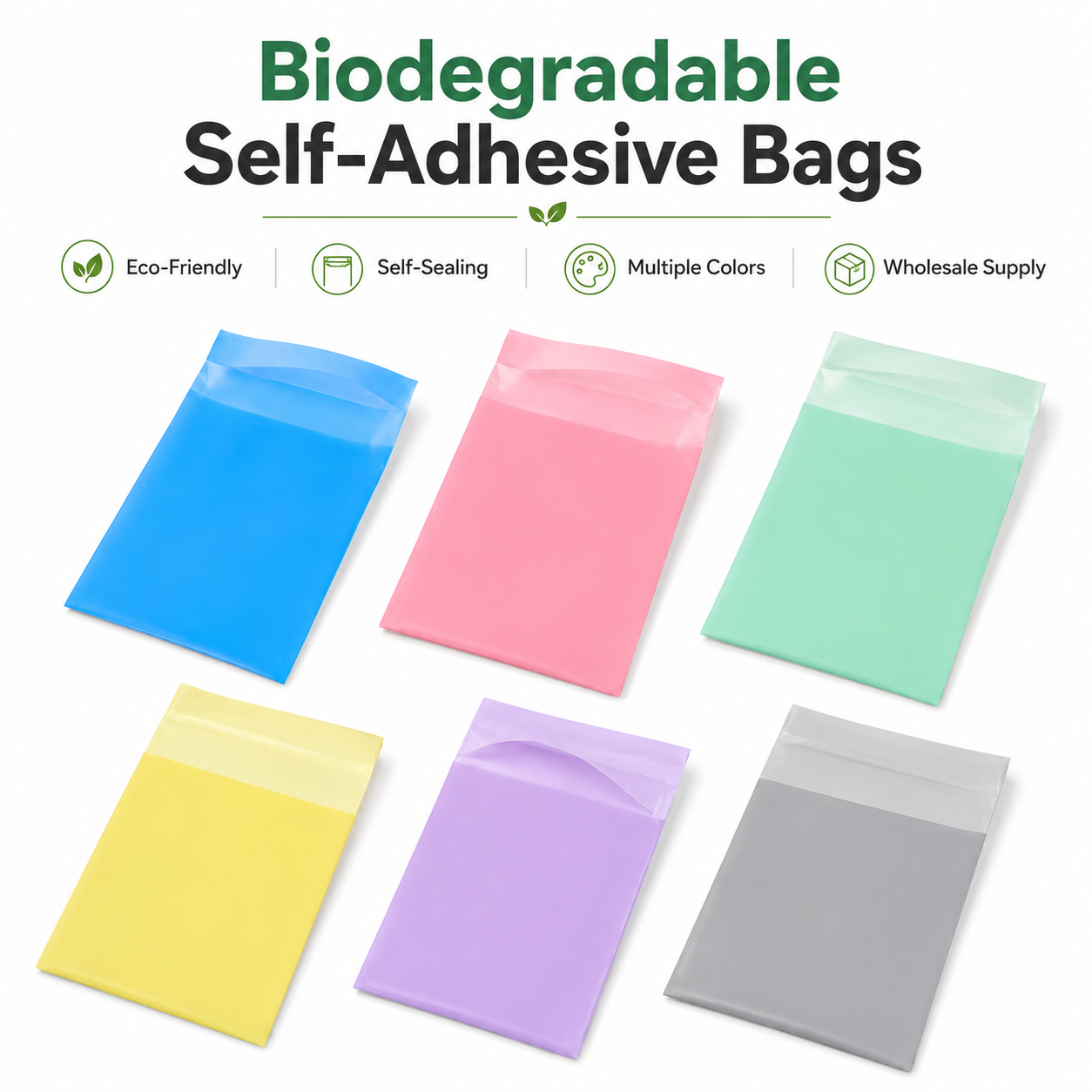 Biodegradable PE Plastic Ziplock Bags Custom Color &amp; Logo Self-Sealing Waterproof for E-commerce Packaging