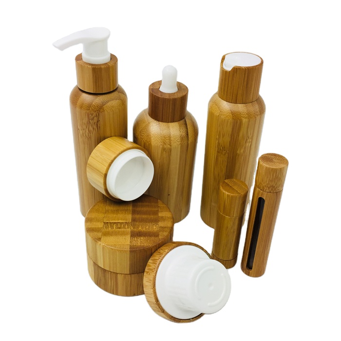 Cosmetic Containers 100% Organic Wood Bamboo Cream Jar Bottle Cosmetic Packaging