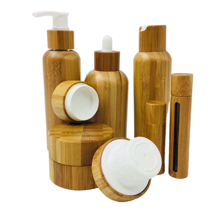 Cosmetic Containers 100% Organic Wood Bamboo Cream Jar Bottle Cosmetic Packaging