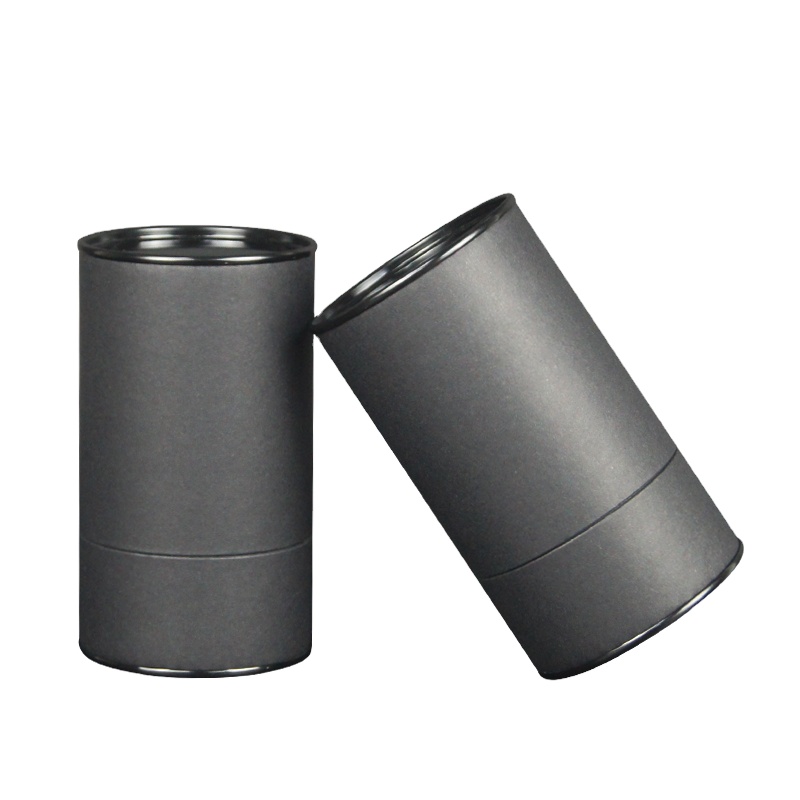 Black Round Recyclable Luxury Gift Box 50ml Perfume Packaging Cosmetic Essential Oil Cylinder Packaging Cardboard Paper Can