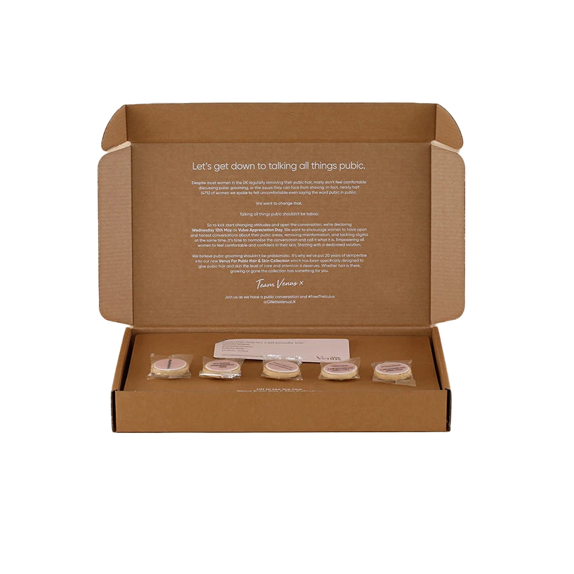 Waterproof High-End Corrugated Cosmetic Packaging Box With Sponge Liner And Custom Subscription Shipping Box