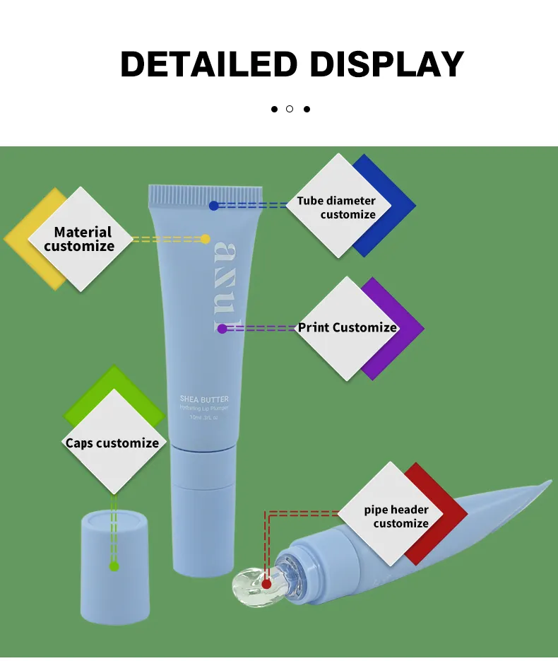 Clear Lip Gloss Tubes Squeeze Tubes Lipstick Container Cosmetic Packaging 10ml 15ml Lipgloss Tube