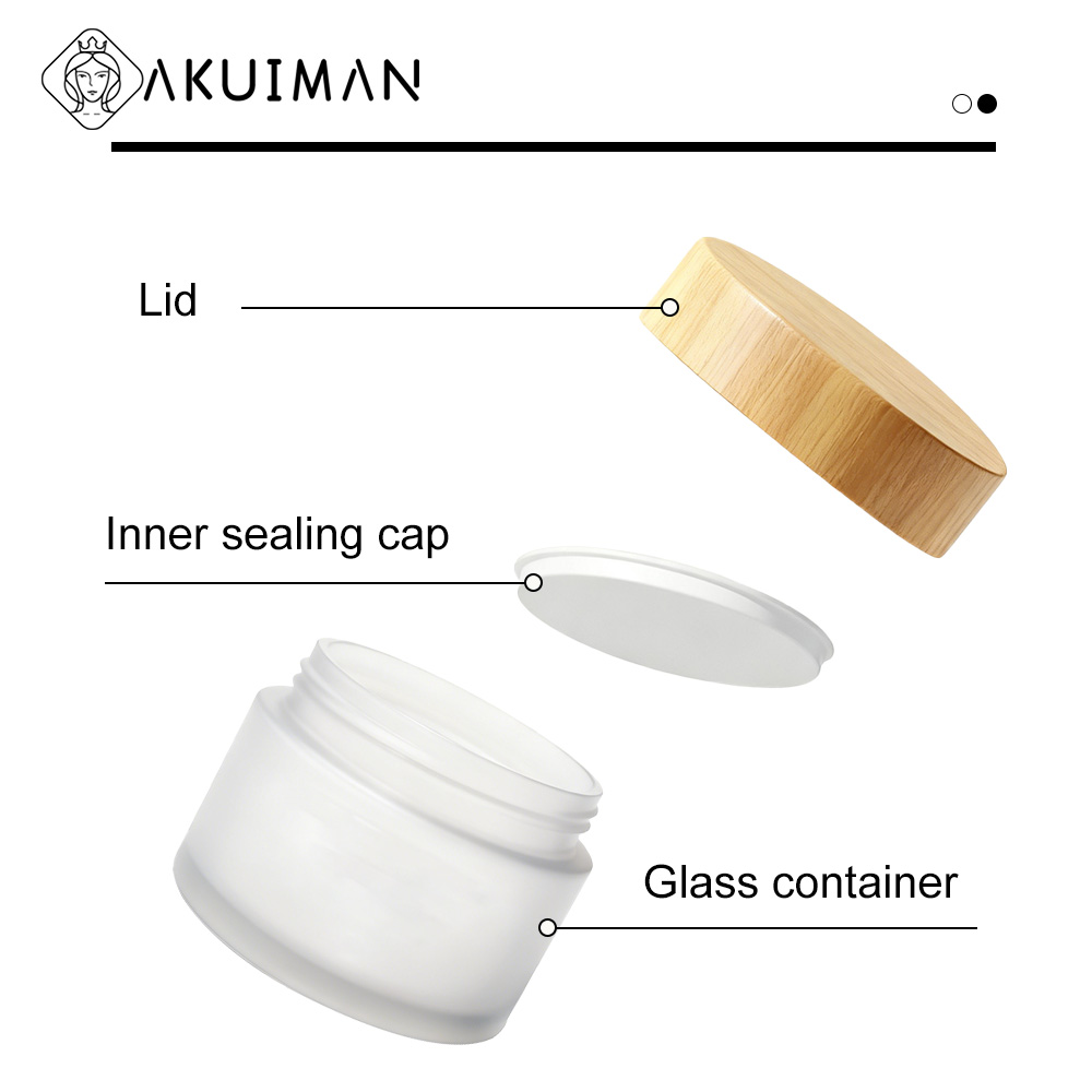 Wide Mouth Luxury Frosted Cosmetic Body Face Cream Amber Cream Bottle Small Glass Jars With Lids