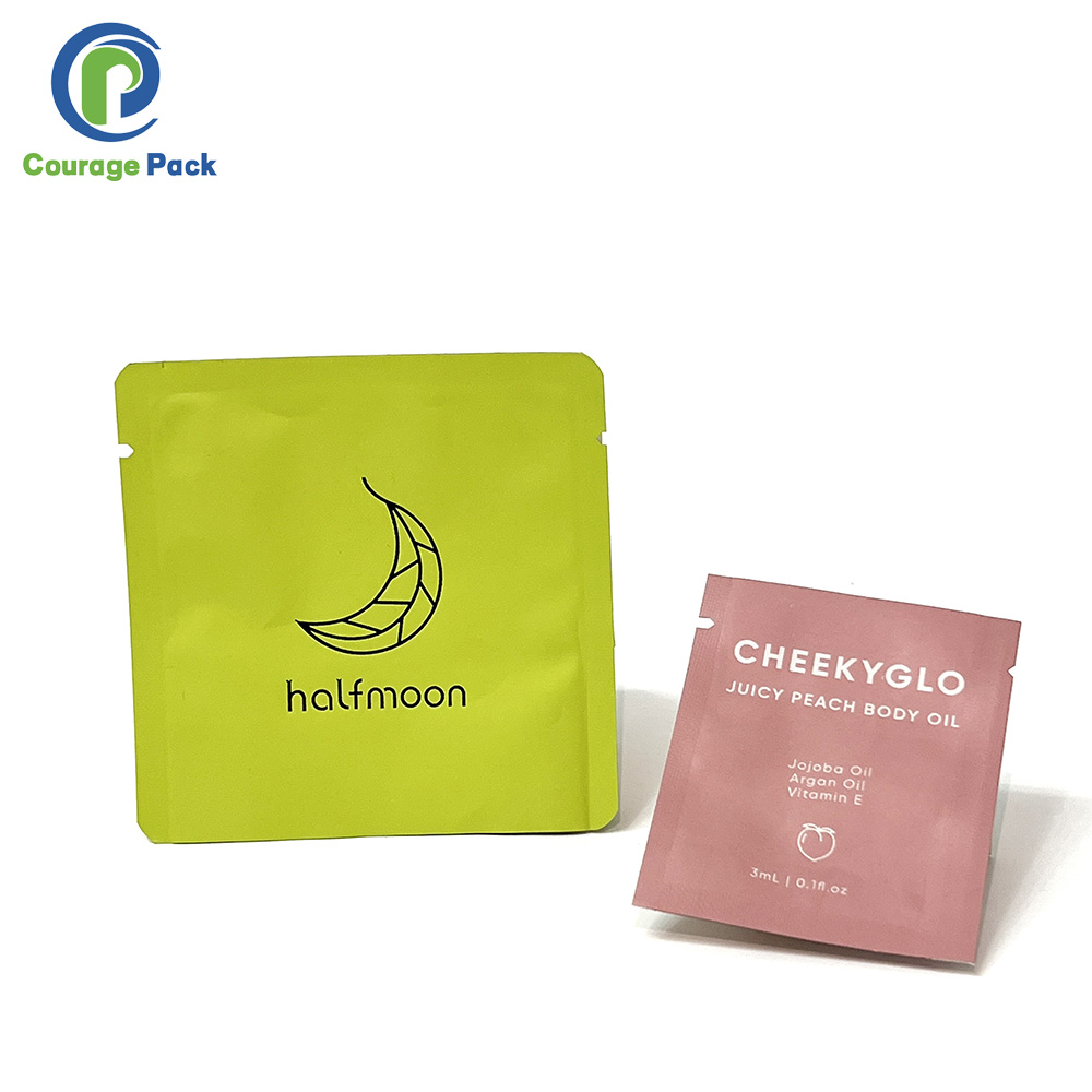 Low MOQ Customized Laminated Foil Face Mask Packaging Bag Three Side Seal Plastic Packaging Bags for Cosmetic Facial Skincare