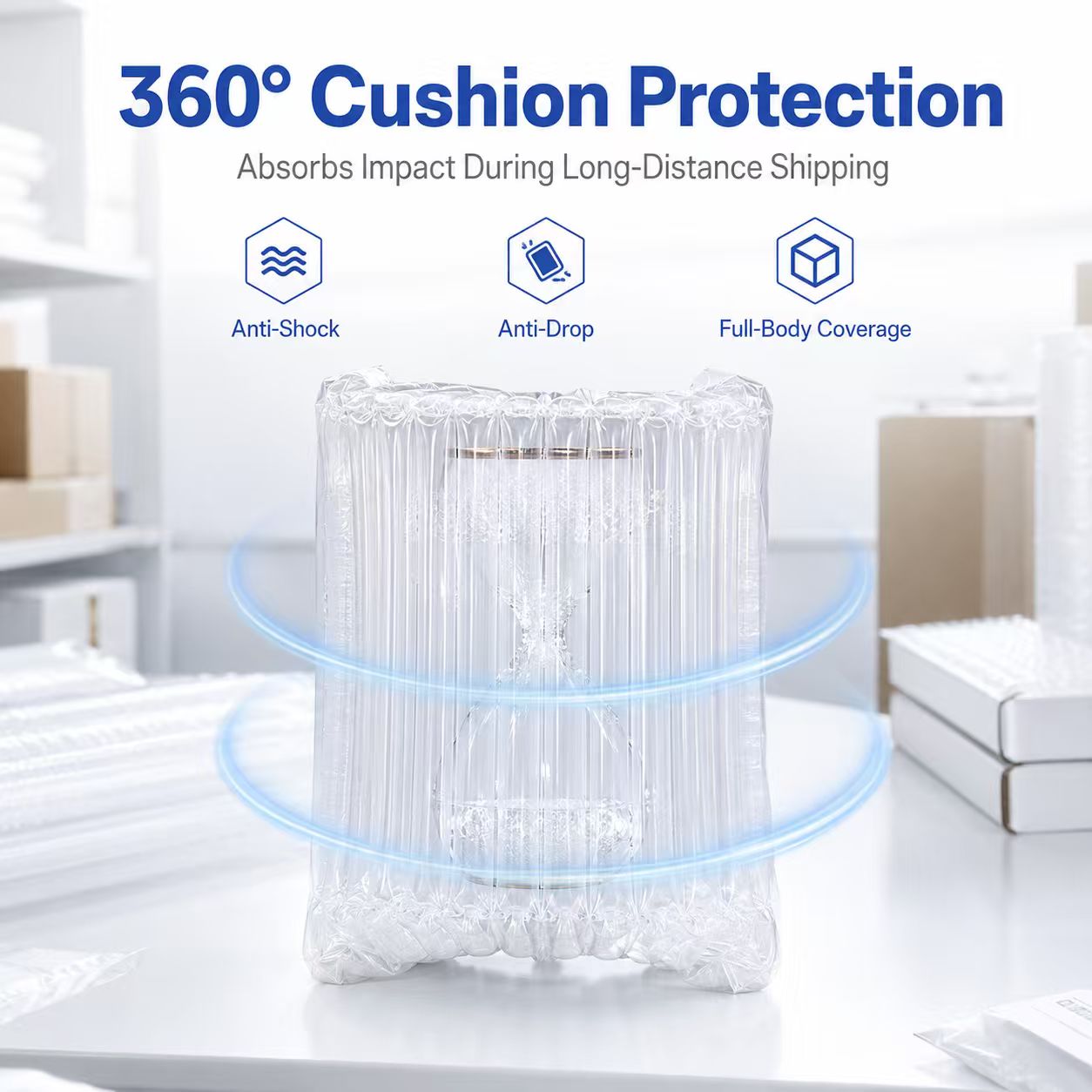 High Quality Recyclable Waterproof Inflatable Air Column Roll Shockproof Protective Packaging for Express Shipping
