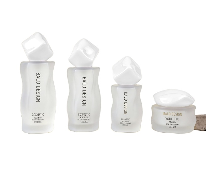 Luxury Glass Bottle Cream Jar Serum Pump Irregular Shape Creative Design Meteorite Cap Cosmetic Packaging Skincare