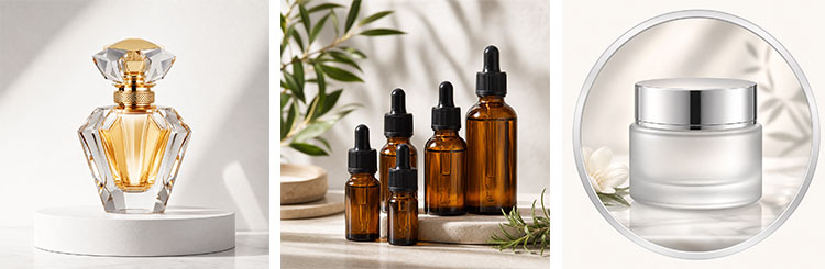 High-end Conical Glass Cosmetic Packaging Set Hot Stamped & Sprayed Bottles Jars for 100ml Lotion Serum 30/20g Cream Eye Cream