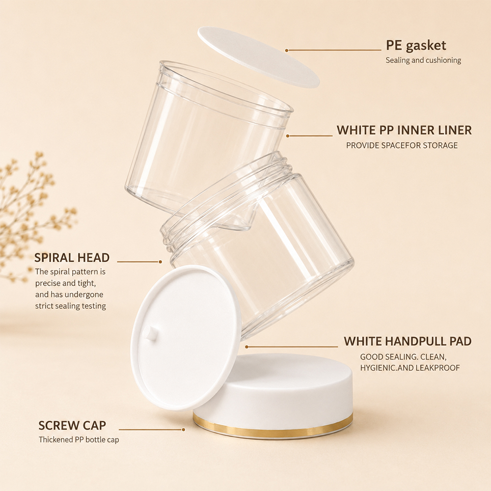 Custom Printed PET Plastic Round Cosmetic Jars With Screw Top Cap 150ml Capacity For Skin Care Cream Packaging