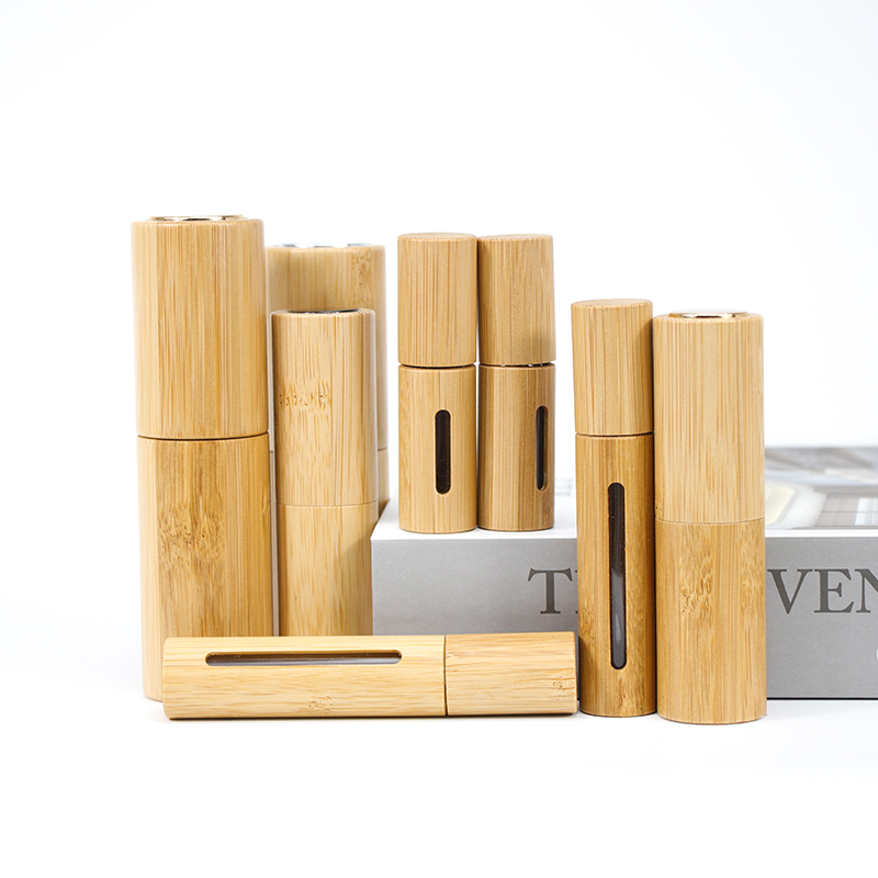 Natural 5ml 10ml Perfume Packaging Bottle Bamboo and Glass Perfume Spray Bottle Support Laser logo Travel Size Cosmetic Bottle