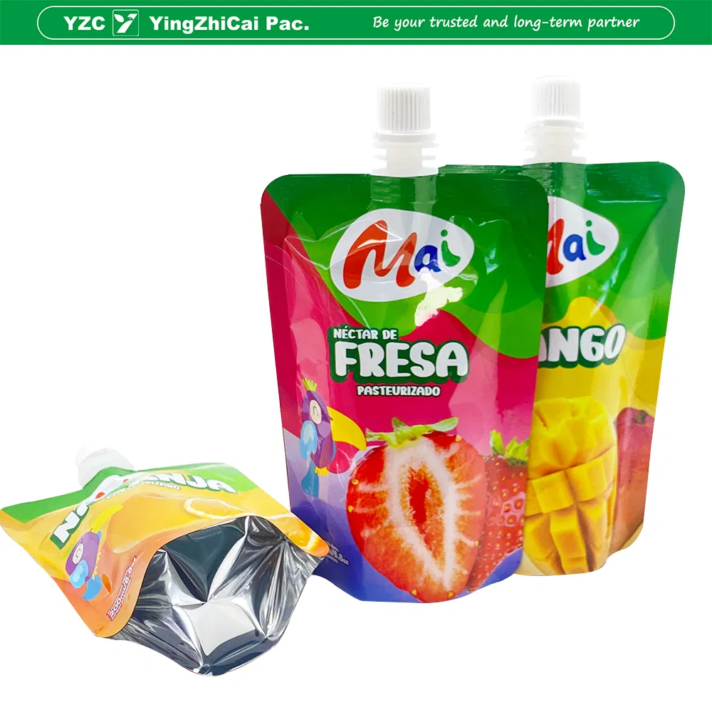 Yzc Wholesale Customized Baby Food Fruit Juice Liquid Cosmetic Drink Beverage Wine Retort Plastic Packaging Aluminum Foil Stand up Spout Pouch