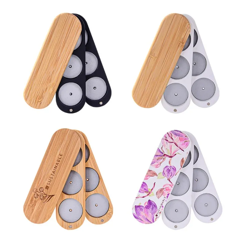 Customized Private Label Logo Makeup Vegan Empty Wood Bamboo Eyeshadow Palette Packaging