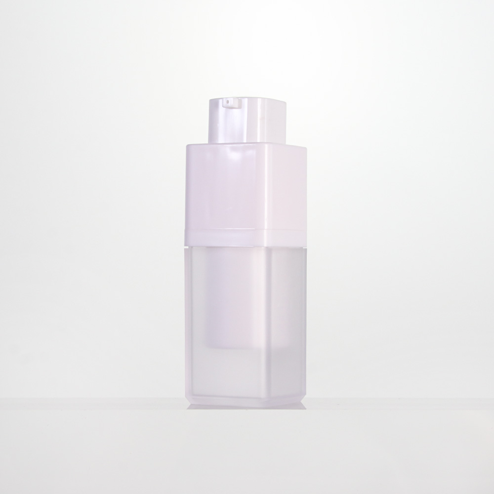 White Frosted Square Vacuum Bottle 15ml/30ml/50ml Refillable Cosmetic Serum Lotion Travel Skincare Packaging